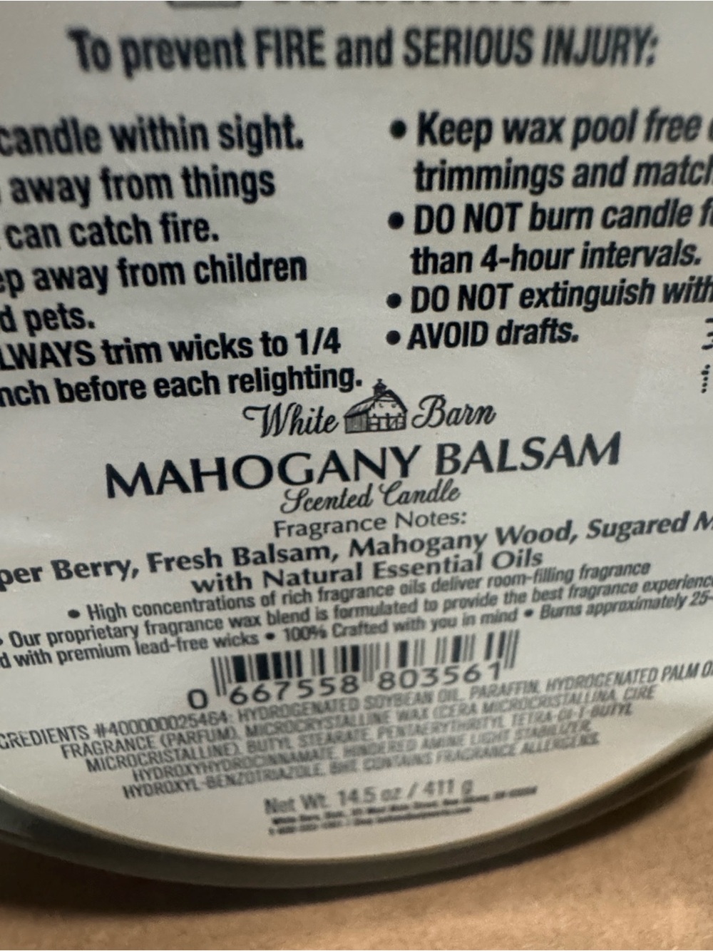 New Bath & Body White Barn Mahogany Balsam 3-Wick Candle - Blue Gray Jar 14.5 oz - Picture 4 of 4
